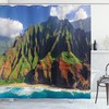 Mountain And Ocean Clouds Print Hawaii Shower Curtain For Bathroom