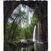 Mountain Cave Scenic Waterfall - Nature Landscape Shower Curtain By Ambzek