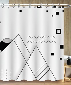 Mountain Geometric Shower Curtain - Abstract Bathroom Decor