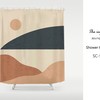Mountain Landscape Shower Curtain With Abstract Sun And Nature Design For Outdoor Lovers' Bathroom Decor