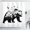 Mountain Landscape Wildlife Silhouette Shower Curtain In Black And White