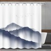 Mountain Peak Bird Pattern Shower Curtain - Bohemian Bathroom Decor