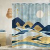 Mountain Sun Shower Curtain with a Natural Scenery Watercolor Print