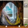 Mountain Waterfall 3D Digital Printing Shower Curtain for Nature Bathroom Decor 