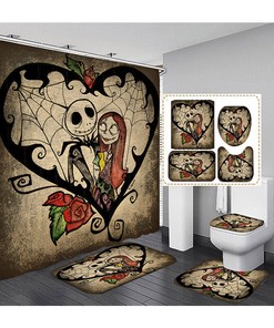 Movie-Themed Cartoon Christmas Flower Shower Curtain With Fabric Print