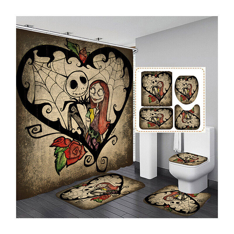 Movie-Themed Cartoon Christmas Flower Shower Curtain With Fabric Print