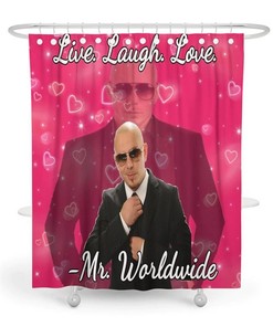 Mr. Worldwide Pitbull Shower Curtain for Fun and Unique Bathroom Decor