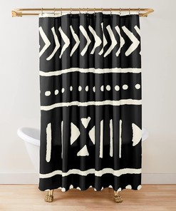 Mud Cloth Shower Curtain Tribal Ethnic Geometric Print For Boho Bathroom Decor