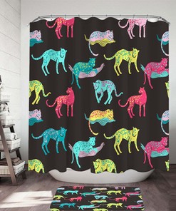 Multi Colored Leopards Shower Curtain - Unique And Colorful Bathroom Decor