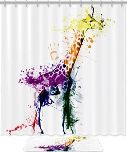 Multi Giraffe Style Shower Curtain - Animal-Inspired Bathroom Decor