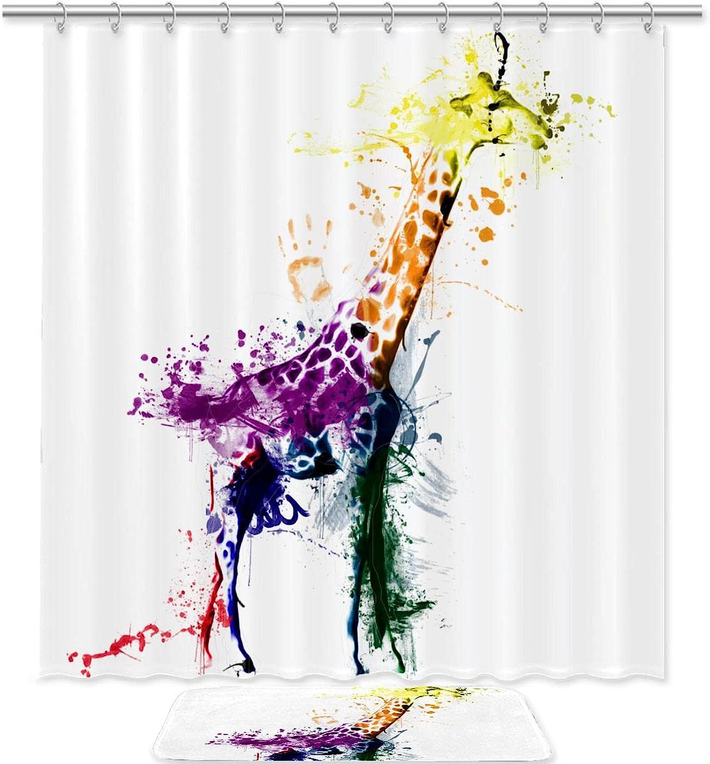 Multi Giraffe Style Shower Curtain - Animal-Inspired Bathroom Decor