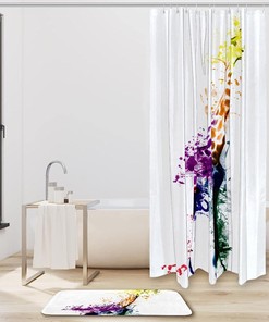 Multi Giraffe Style Shower Curtain - Animal-Inspired Bathroom Decor