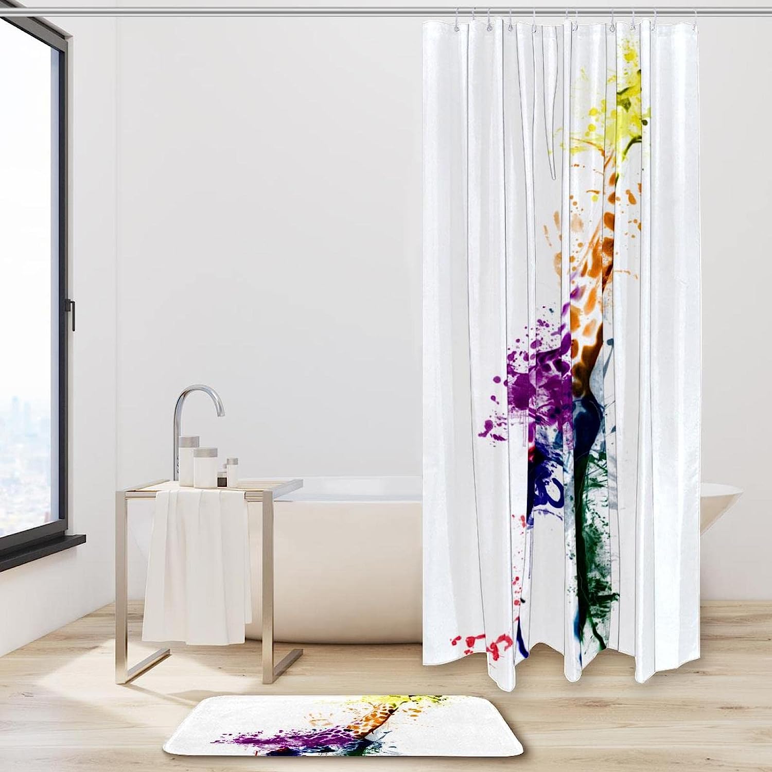 Multi Giraffe Style Shower Curtain - Animal-Inspired Bathroom Decor