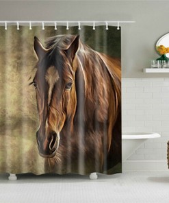Multi Size Bathroom Decorate Animal Horse Waterproof Shower Curtain For Bathtub