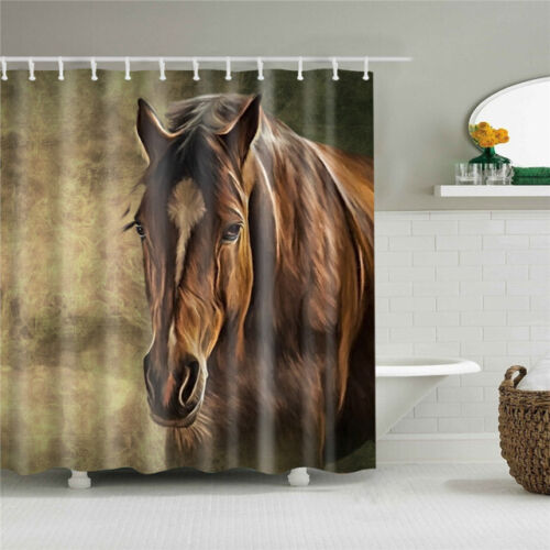 Multi Size Bathroom Decorate Animal Horse Waterproof Shower Curtain For Bathtub