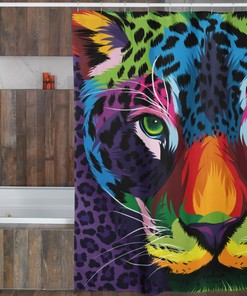 Multi-Color Animal Power Shower Curtain, Wild Bathroom Decor