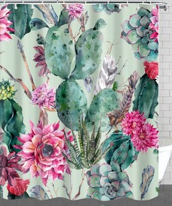 Multi-Color Botanical Flowers And Leaves Shower Curtain For Chic Bathroom Decor