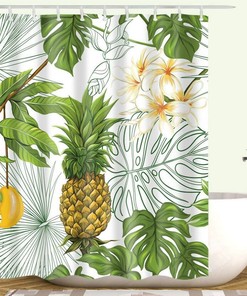 Multi-Color Botanical Flowers And Leaves Shower Curtain For Chic Bathroom Decor