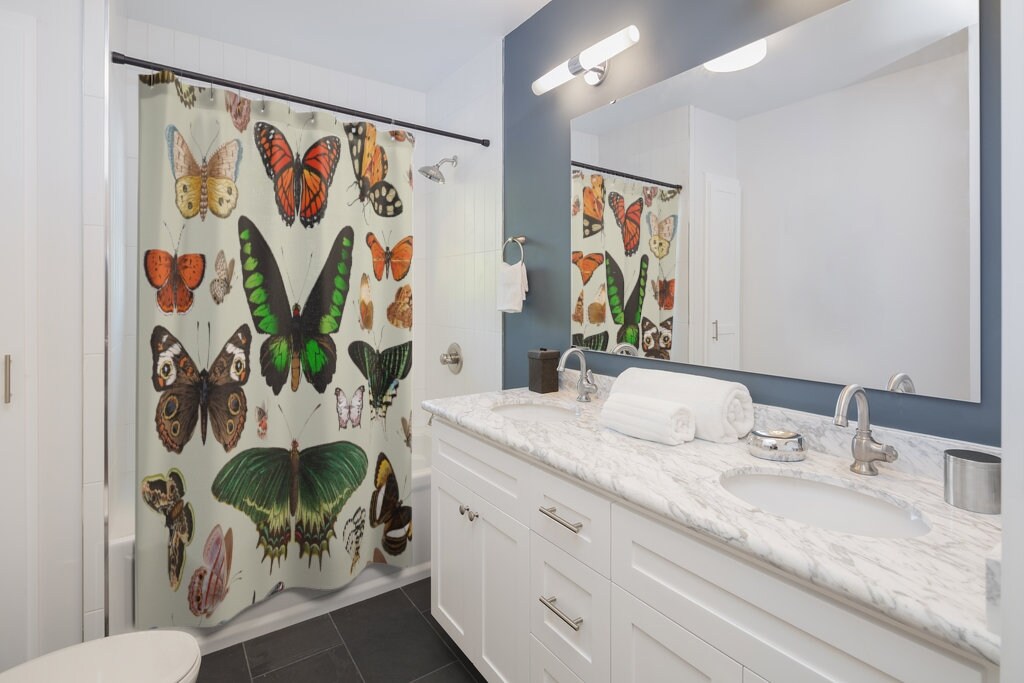 Multi-Color Monarch Butterflies Shower Curtain - Decorate Your Bathroom with Nature's Beauty