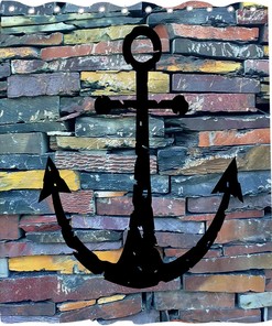 Multicolor Black Anchor Shower Curtain - Nautical Ocean Rustic Theme - Wall Background Bathroom Decor