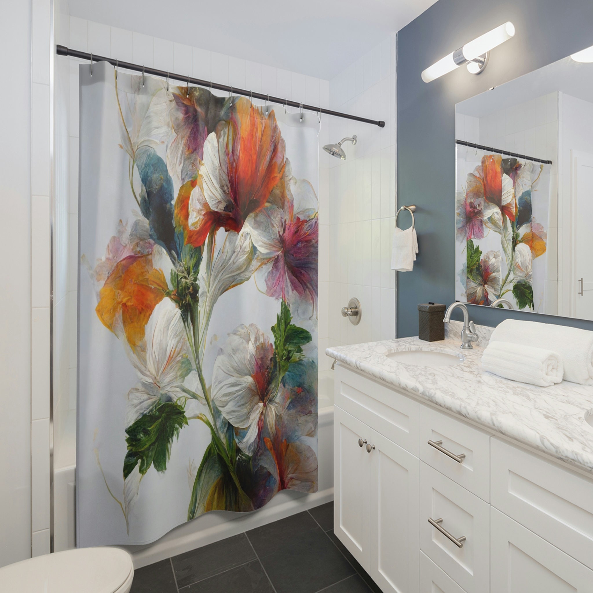 Multicolor Floral Spectacular Shower Curtain for a Colorful Bathroom