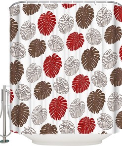 Multicolor Tropical Monstera Palm Leaf Shower Curtain Bathroom Decor Fabric For Showers And Bathtubs