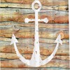 Multicolor White Anchor Shower Curtain - Nautical Ocean Marine Wooden Planks Theme - Waterproof Washable Bathroom Decor