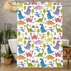 Multicolored Cartoon Dinosaurs Shower Curtain - Kid'S Bathroom Decor