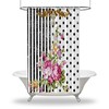 Multicolored Flowers And Polka Dots Shower Curtain, Artistic Bathroom Decor With Multidimensional Print
