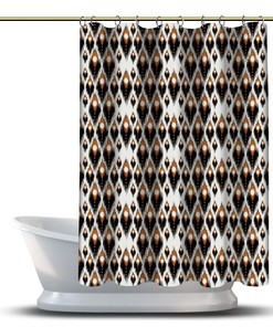 Multidimensional Black Abstract Geometric Printed Shower Curtain For Modern Bathroom