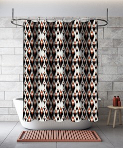 Multidimensional Black Abstract Geometric Printed Shower Curtain For Modern Bathroom