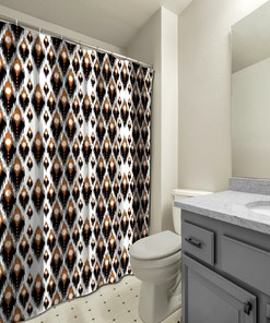 Multidimensional Black Abstract Geometric Printed Shower Curtain For Modern Bathroom