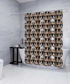Multidimensional Black Abstract Geometric Printed Shower Curtain For Modern Bathroom