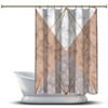 Multidimensional Brown Geometric Polygon Lines Shower Curtain, Printed and Waterproof for Bathroom