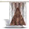 Multidimensional Brown Triangle Shapes Shower Curtain for Bathtub, Geometric Printed and Waterproof