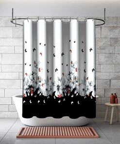 Multidimensional Butterfly Shower Curtain with Ornament Print