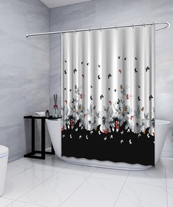 Multidimensional Butterfly Shower Curtain with Ornament Print 