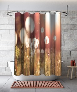 Multidimensional Dandelion Sunset Print Shower Curtain - Waterproof Fabric with Artistic Touch.
