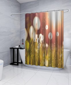 Multidimensional Dandelion Sunset Print Shower Curtain - Waterproof Fabric with Artistic Touch.