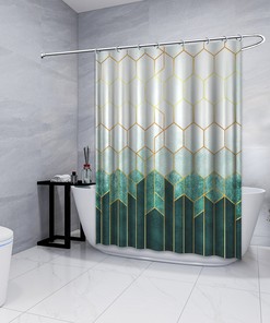 Multidimensional Geometric Abstraction Printed Shower Curtain For Modern Bathroom Decor