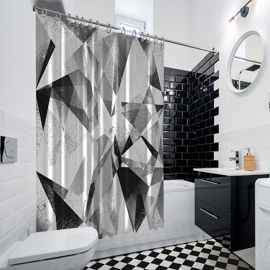 Multidimensional Geometric Patterns Shower Curtain, Modern Bathroom Decor With Artistic Touch - Image 4