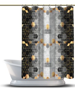 Multidimensional Geometric Watercolour Printed Shower Curtain for Bathroom 