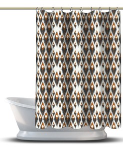 Multidimensional Gray Abstract Pattern Geometric Printed Shower Curtain For Modern Bathroom