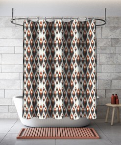 Multidimensional Gray Abstract Pattern Geometric Printed Shower Curtain For Modern Bathroom