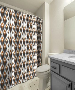 Multidimensional Gray Abstract Pattern Geometric Printed Shower Curtain For Modern Bathroom