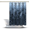 Multidimensional Hexagon Geometric Shower Curtain, Blue Relief Bathroom Decor