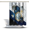 Multidimensional Hexagonal Shapes Abstract Geometric Print Shower Curtain For Modern Bathroom Decor