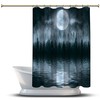 Multidimensional Misty Dark Forest With Moon Shower Curtain Waterproof