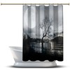 Multidimensional Moon Tree River Art Shower Curtain for a Mystical and Mesmerizing Bathroom Decor