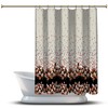 Multidimensional Orange Flower And Leaf Printed Shower Curtain For Waterproof Bathroom Decor